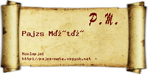 Pajzs Máté névjegykártya